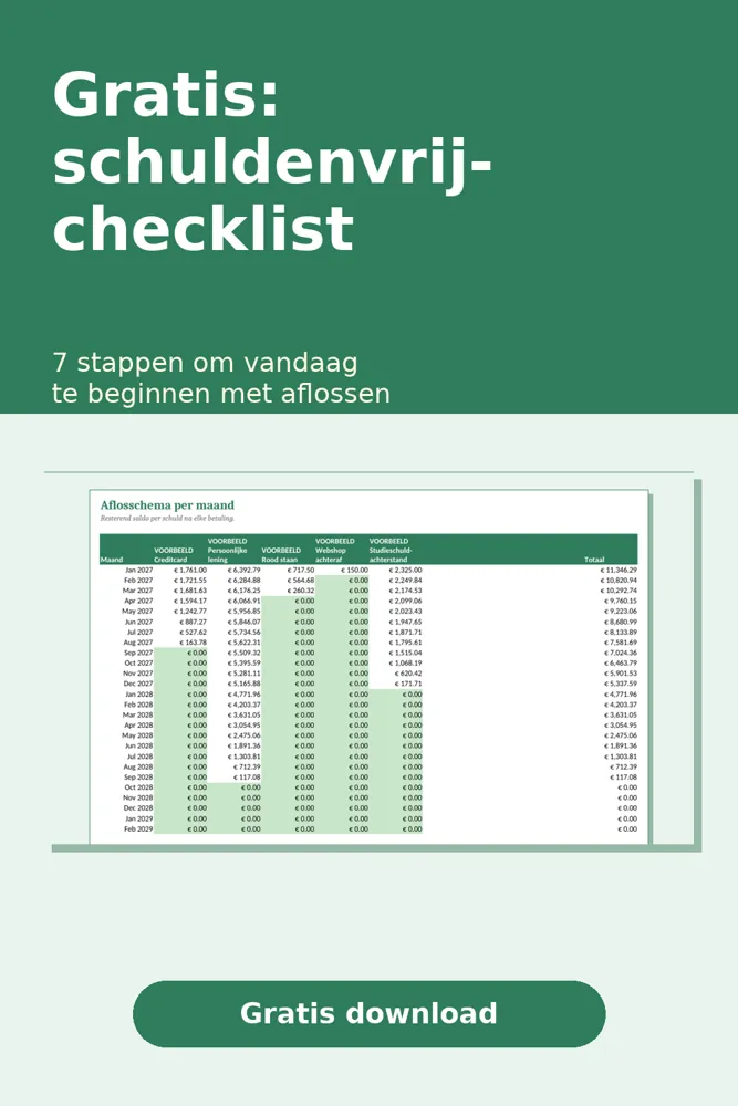Voorbeeld van de gratis Schuldenvrij-checklist